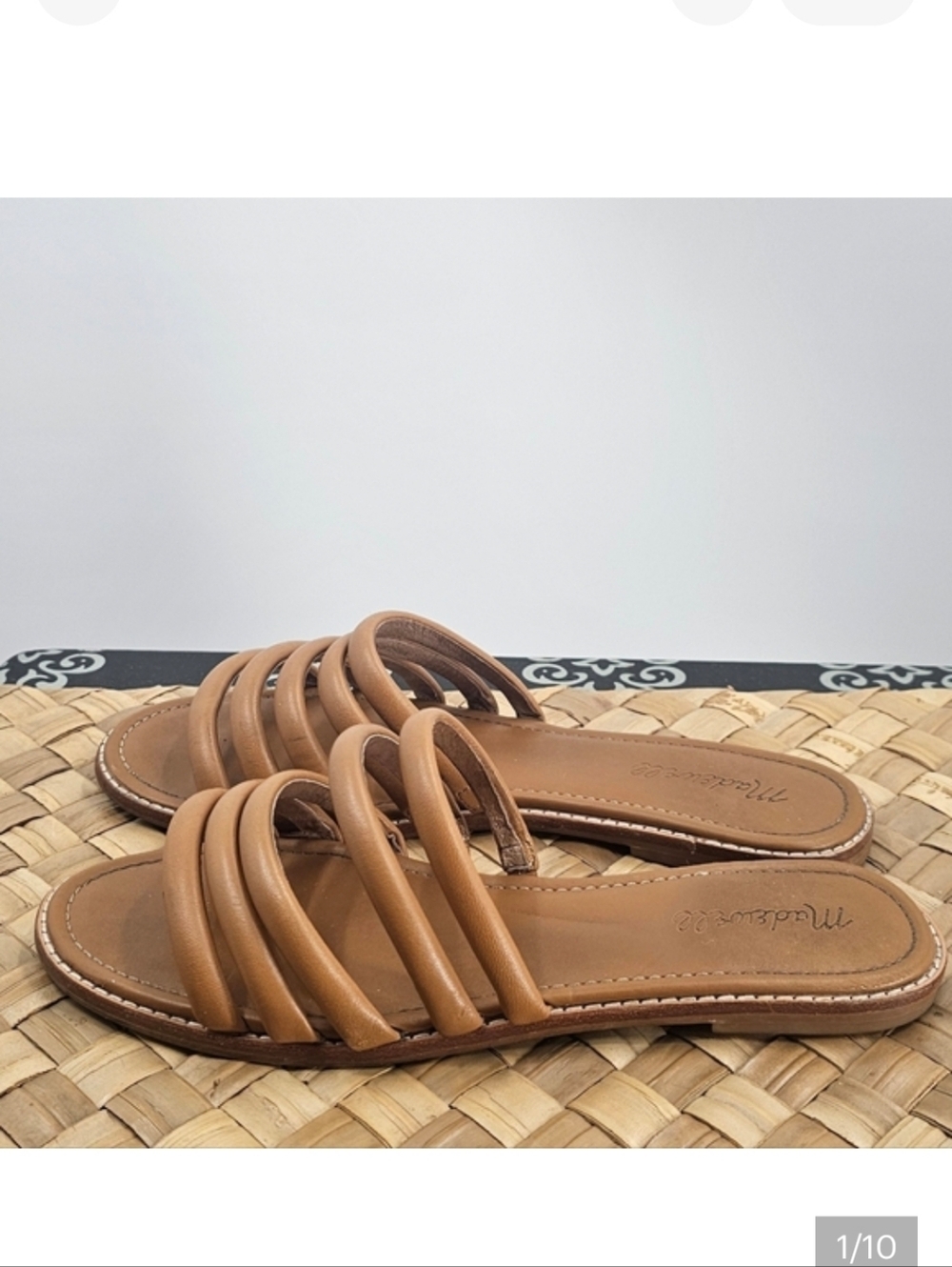 Madewell Tan Leather Slide Sandals Size 9